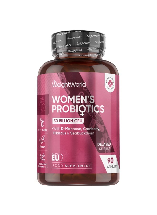 بروبيوتيك للنساء – 30 مليار وحدة تكوين مستعمرات (CFU) – يدعم صحة الجهاز الهضمي وصحة المهبل – 90 كبسولة – صنع في أوروبا - Image 1